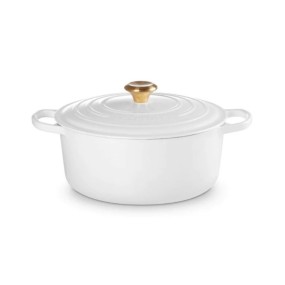 28cm CAST IRON ROUND CASSEROLE - WHITE
