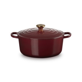 28cm CAST IRON ROUND CASSEROLE - GARNET