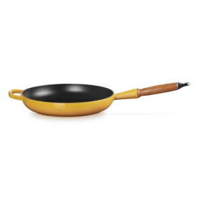 28cm CAST IRON FRYING PAN WITH WOODEN HANDLE - NEC...