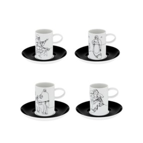 SET 4 COFFEE CUPS & SAUCERS FADO