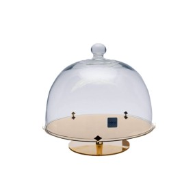 STAND W/GLASS DOME S/S GOLD PLATED