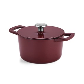 CAST IRON BURGUNDY RED DUTCH OVEN 20CM ROUND - BUR...