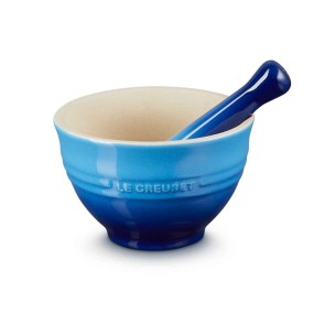 300ML STONEWARE MORTAR & PESTLE - AZURE