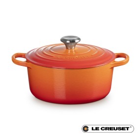 24CM SIGNATURE ENAMELLED CAST IRON ROUND CASSEROLE...