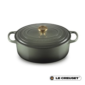 31CM CAST IRON OVAL SHALLOW CASSEROLE - THYME